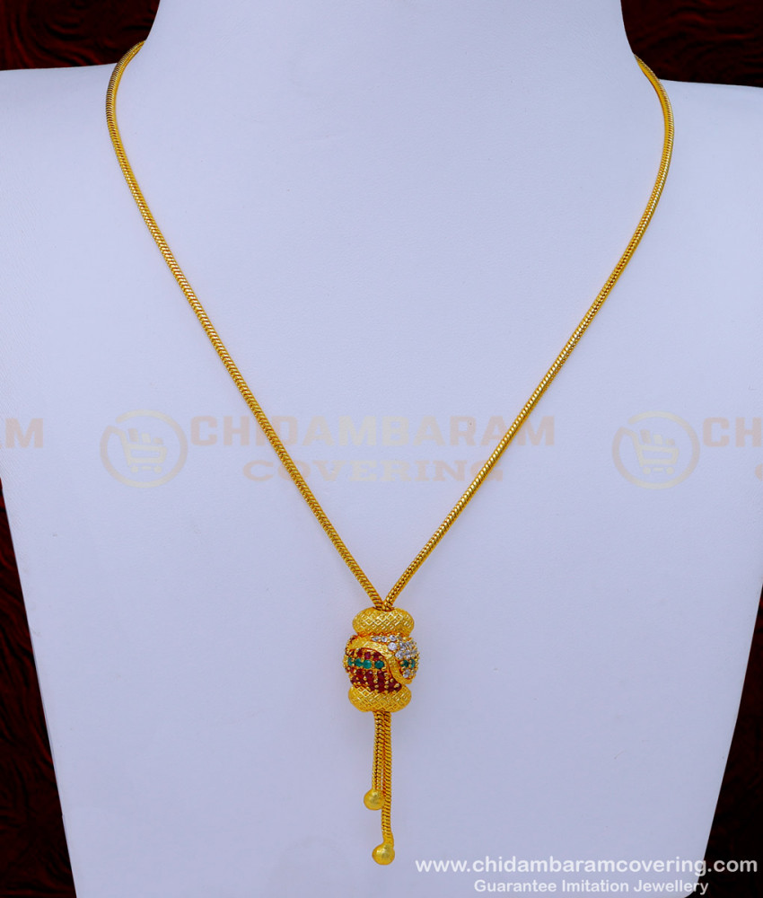 SCHN446 - Unique Ad Stone Pendant with Short Chain for Women 