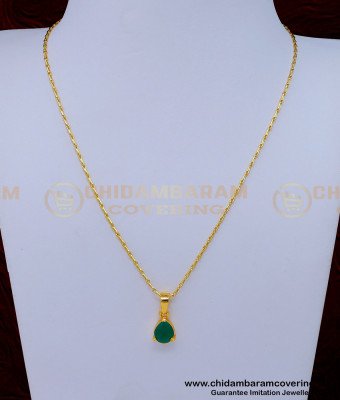 SCHN451 – Single Green Light Weight Fancy Gold Locket Chain for Ladies