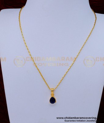 SCHN452 - 1 Gram Gold Plated Chain with Single Stone Pendant