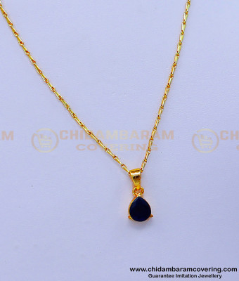 SCHN452 - 1 Gram Gold Plated Chain with Single Stone Pendant