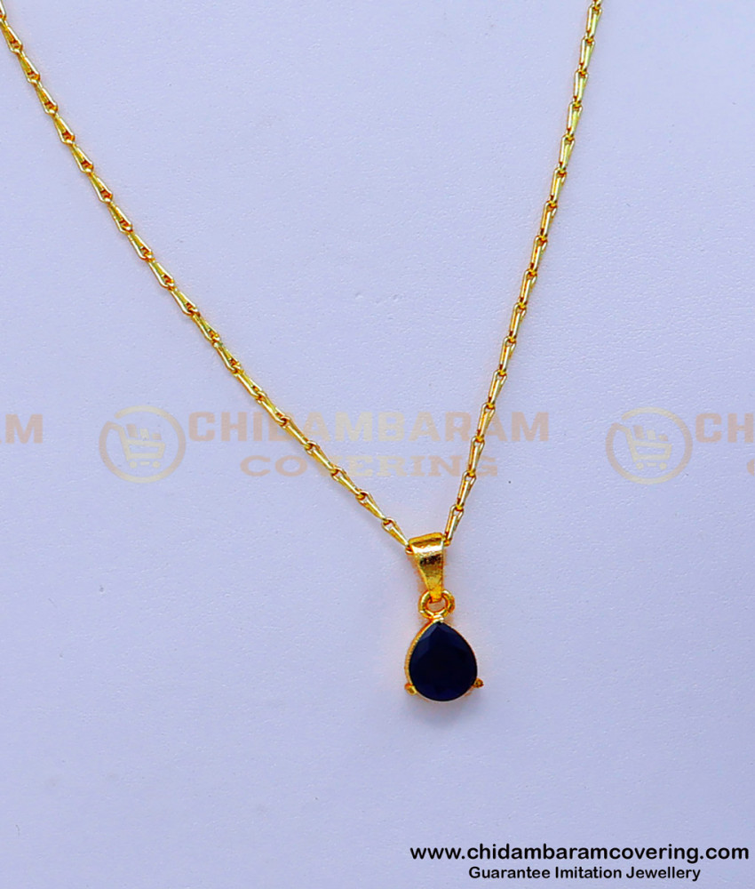 SCHN452 - 1 Gram Gold Plated Chain with Single Stone Pendant