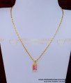 SCHN456 - Beautiful Baby Pink Stone Pendant with Small Chain Online 