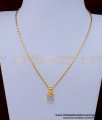 SCHN458 - Gold Look Daily Use Thin Chain and White Stone Pendant for Girls 