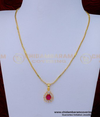 SCHN460 - 1 Gram Gold Chain Pendant with Chain Design for Women