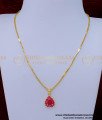 SCHN461 - Latest Gold Ruby Pendant Designs with Chain for Girls