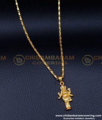 SCHN463 - One Gram Gold Plated Small Chain with Lakshmi Pendant 