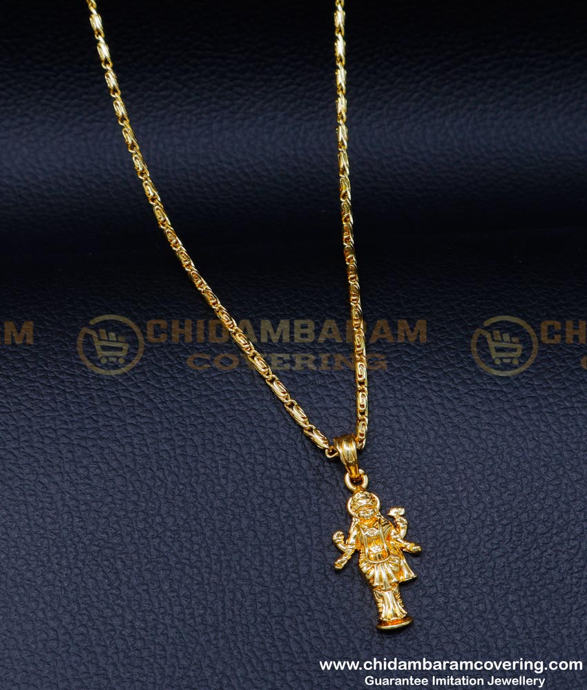 SCHN463 - One Gram Gold Plated Small Chain with Lakshmi Pendant 