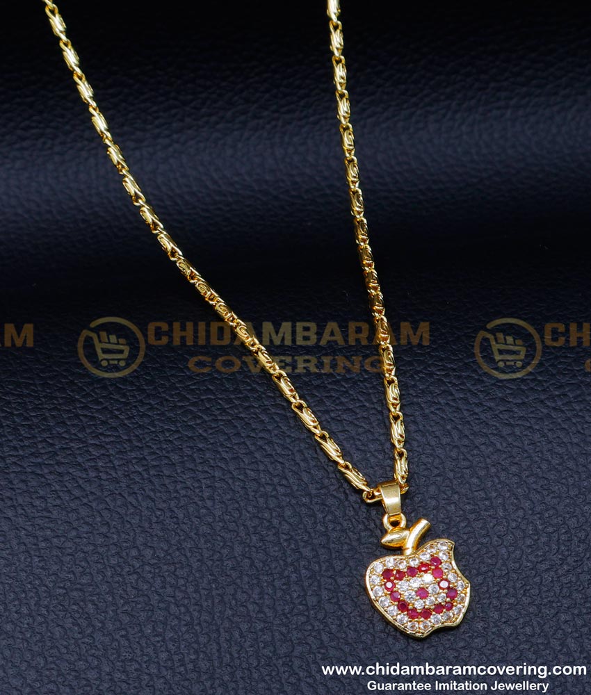 SCHN470 - Attractive Stone Apple Design Pendant with Chain for Ladies