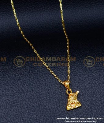 SCHN473 - 1 Gram Gold Jewellery Murugan Dollar Design with Chain