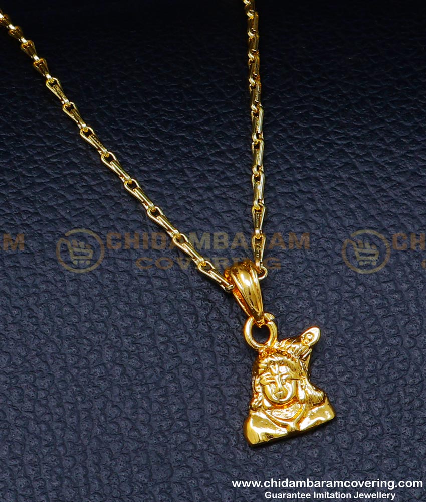 SCHN473 - 1 Gram Gold Jewellery Murugan Dollar Design with Chain