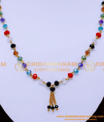 SCHN475 - Beautiful Crystal Chain Design Navaratna Jewellery Online Shopping