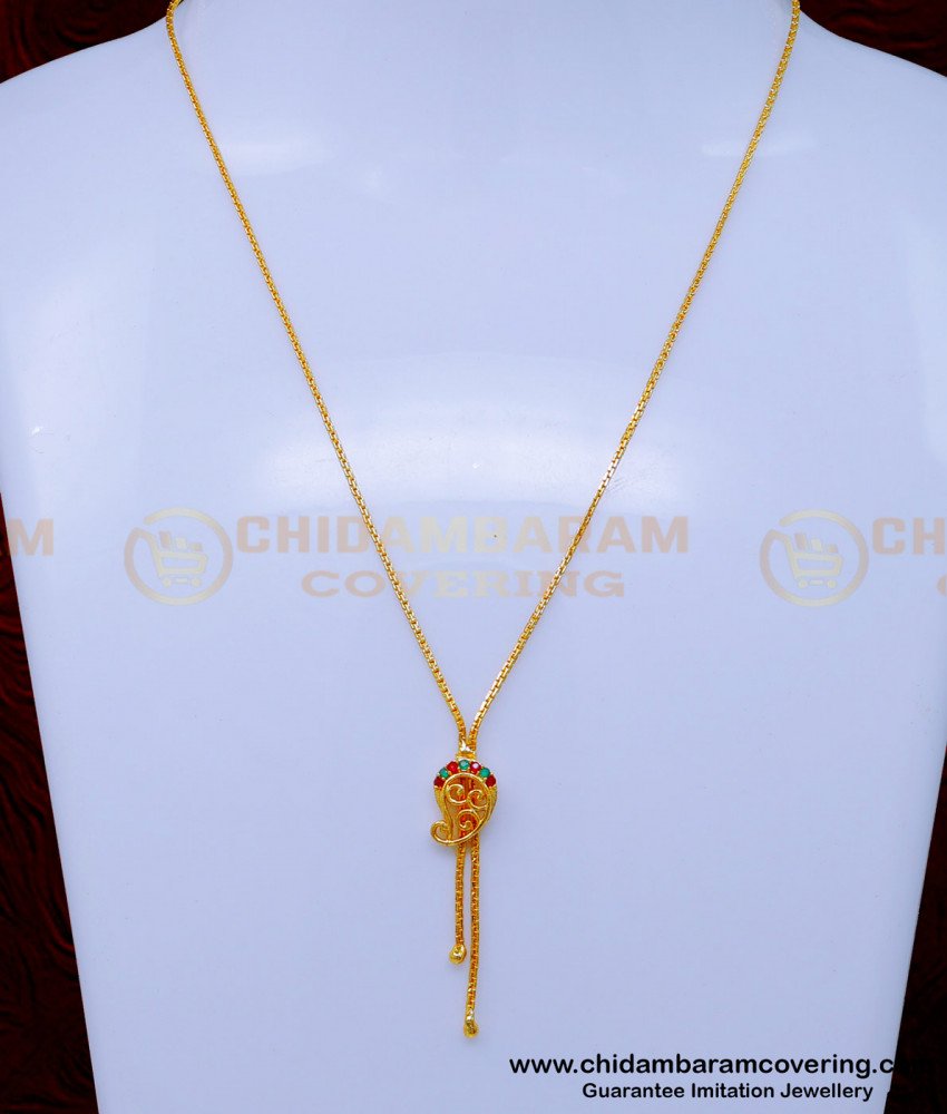SCHN476 - Cute Mango Design Pendant Thin Gold Chain for Women