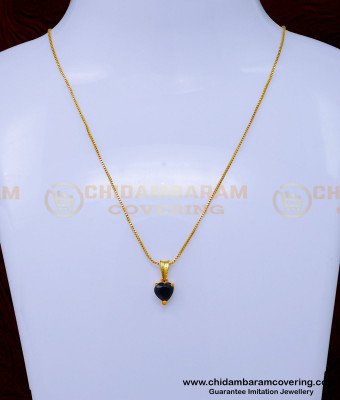 SCHN479 - Unique Black Stone Heart Model Daily Use Pendant Chain