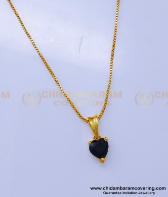 SCHN479 - Unique Black Stone Heart Model Daily Use Pendant Chain