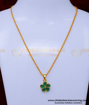 SCHN484 - Beautiful Thin Gold Chain with Small Pendant Design