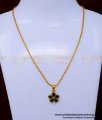 SCHN485 - Elegant Black Stone Flower Dollar Chain for Ladies