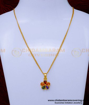 SCHN486 - Unique Flower Pendant Gold Design with Short Chain