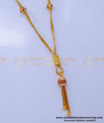 SCHN489 - Real Gold Design Stone Balls with Chain for Women