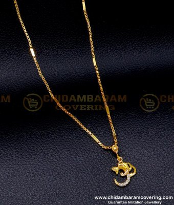 SCHN492 - 1 Gram Gold Kerala Chain with Ganpati Pendant for Men