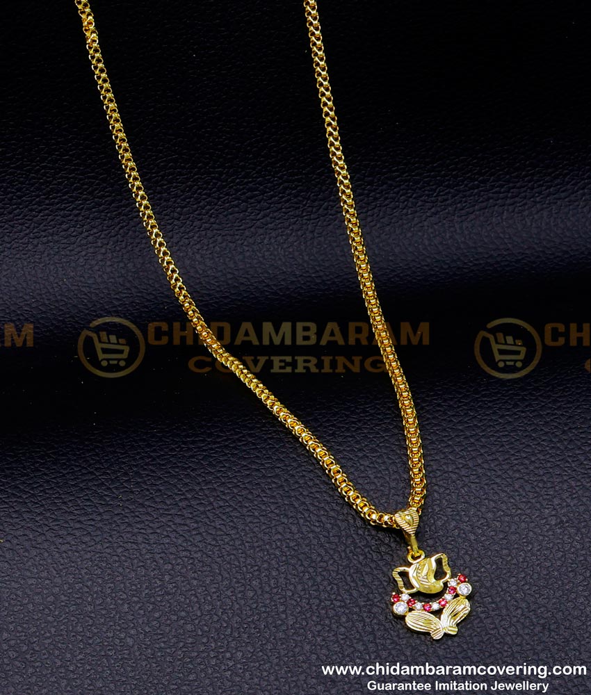 SCHN494 - Boys Short Chain with Ganesh Pendant Gold Design