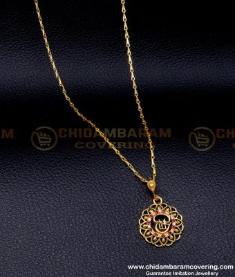 SCHN495 - Latest Om Dollar with Stone Gold Plated Short Chain