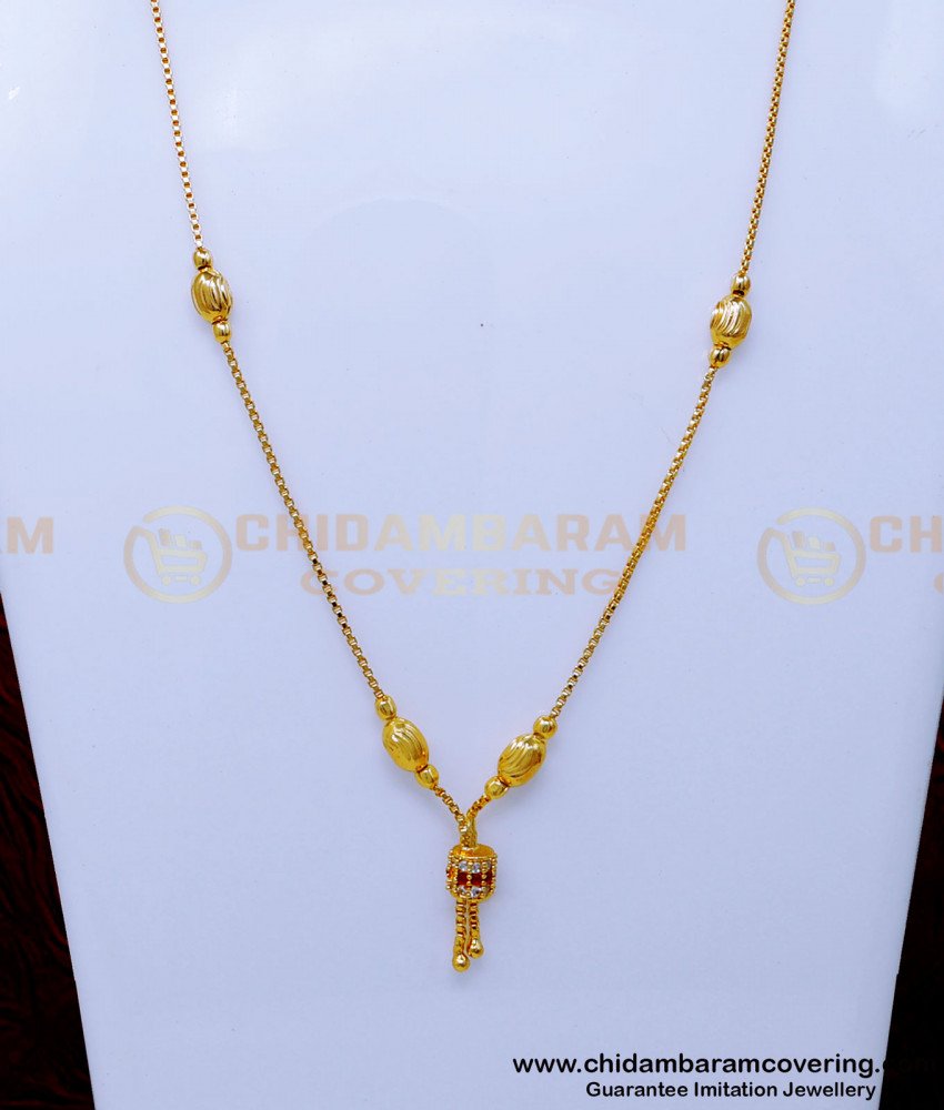 SCHN497 - Cute Gold Plated Ad Stone Chain with Pendant for Women