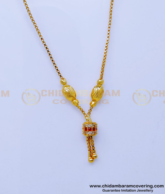 SCHN497 - Cute Gold Plated Ad Stone Chain with Pendant for Women