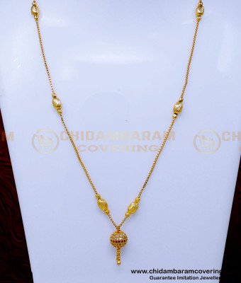 SCHN499 - Trendy Stone Gold Ball Pendant Designs with Short Chain