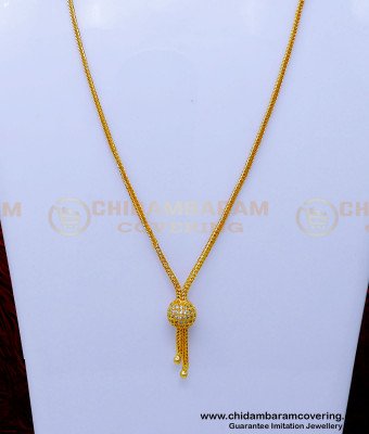SCHN501 - Real Gold Design Ball Pendant Chain for College Girls
