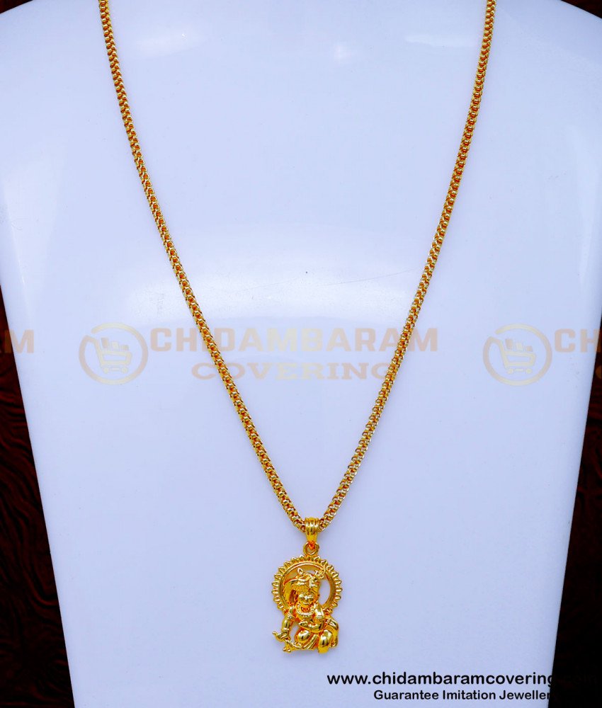 SCHN505 - Gold Plated Daily Use Krishna Locket with Short Chain