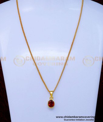 SCHN506 - Latest One Stone Pendant Design with Chain for Girls
