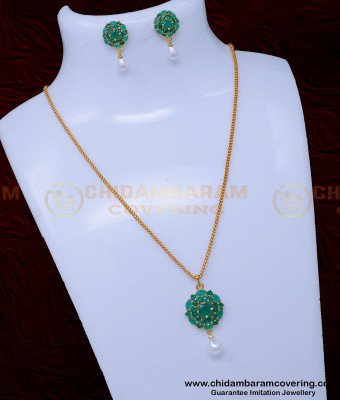 SCHN514 - Gorgeous Emerald Pendant Set with Matching Earrings