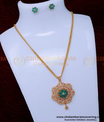 SCHN515 - High Quality Chain with Artificial Diamond Pendant Set