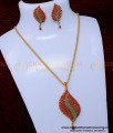SCHN516 - Beautiful Ruby Emerald Pendant Set with Earrings