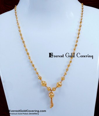 SCHN519 - 1 Gram Gold Daily Use Gold Balls Chain for Women