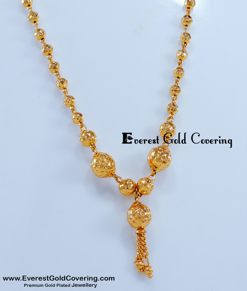 SCHN519 - 1 Gram Gold Daily Use Gold Balls Chain for Women