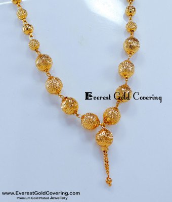 SCHN520 - Simple Light Weight Ball Chain Necklace Gold Designs