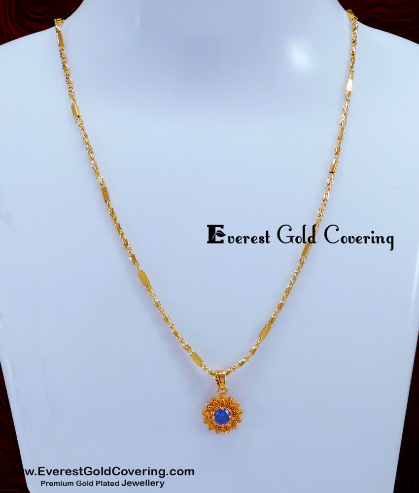 SCHN524 - Attractive Gold Chain with Single Stone Locket Design