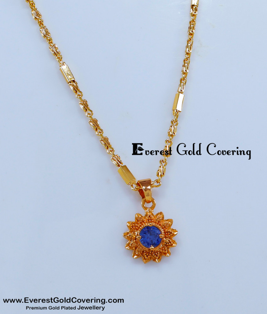 SCHN524 - Attractive Gold Chain with Single Stone Locket Design