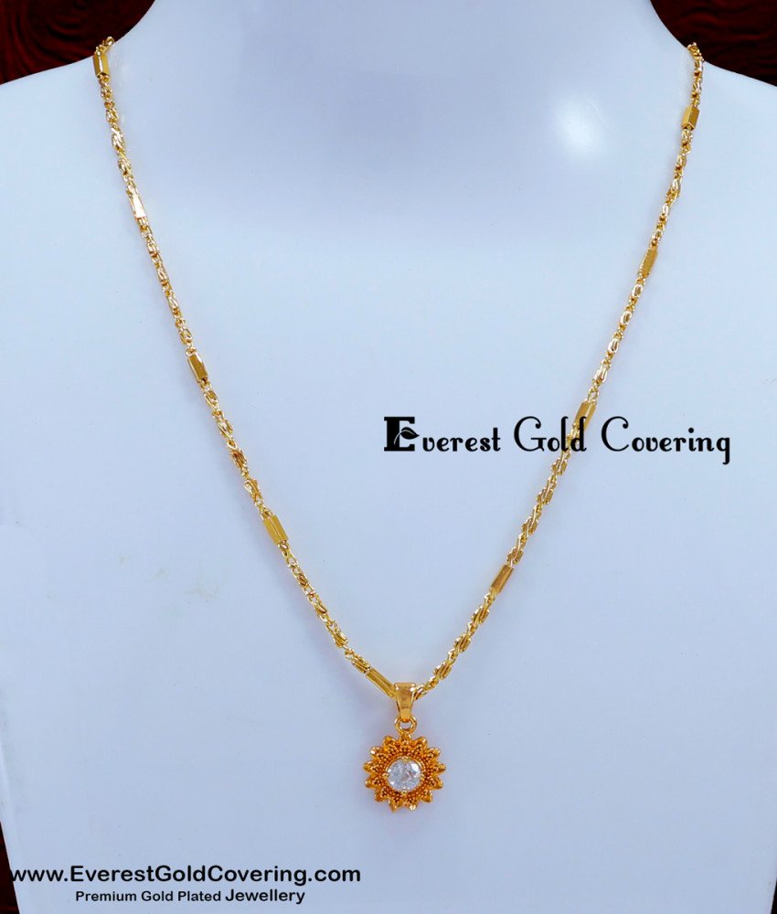 SCHN525 - American Diamond Gold Chain Locket New Designs