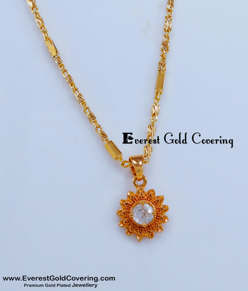SCHN525 - American Diamond Gold Chain Locket New Designs