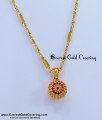 SCHN527 - Latest White and Ruby Stone Ball Pendant Chain Gold