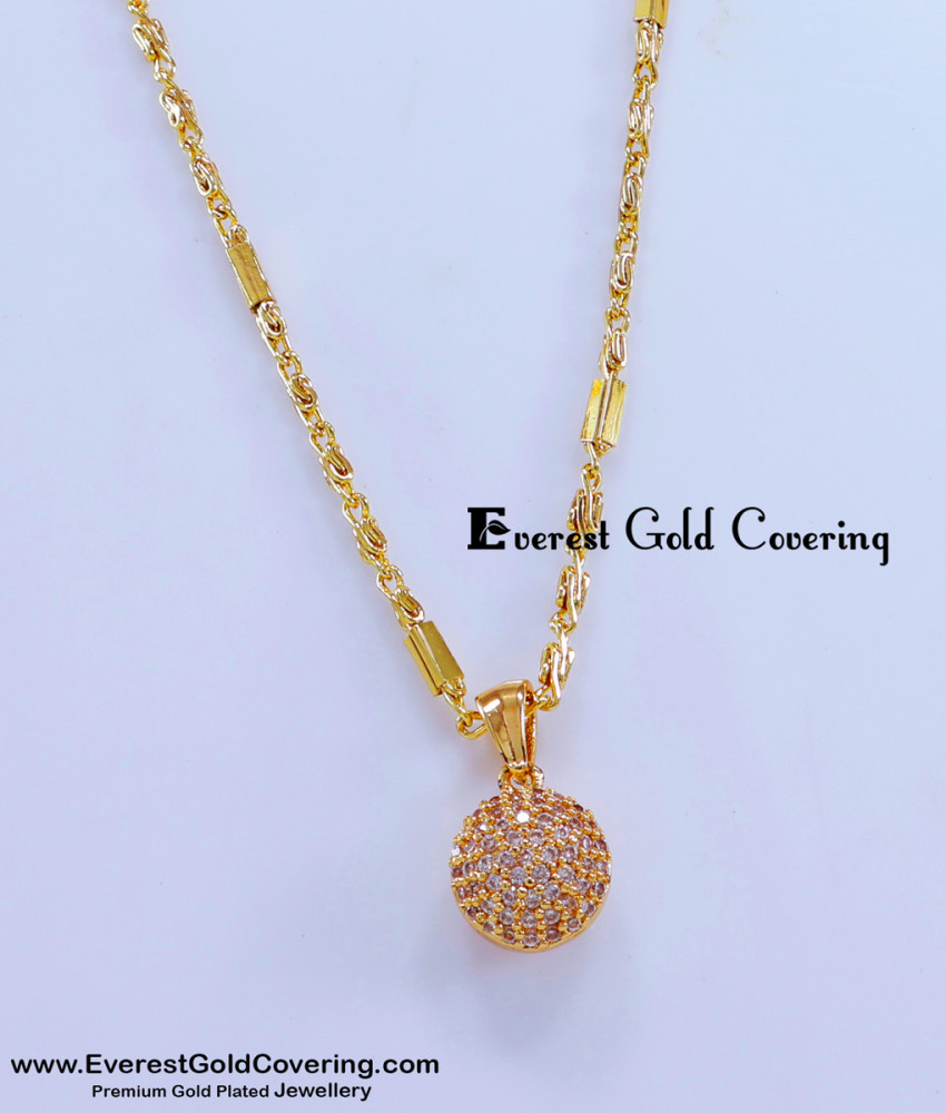 SCHN528 - Unique White Stone Round Pendant with Short Chain 