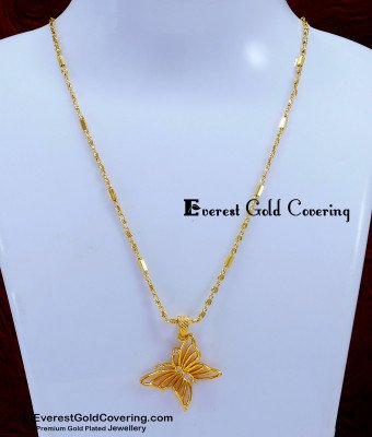 SCHN530 - Beautiful White Stone Butterfly Pendant Chain for Girls