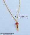 SCHN534 - Elegant Gold Thin Chain with Ruby Pendant Necklace