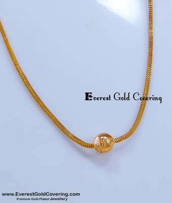 SCHN535 - Gold Model Simple Single Ball Pendant Chain Necklace