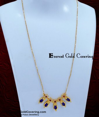 SCHN540 - Kerala Jewelry Blue Nagapadam Pendant with Short Chain