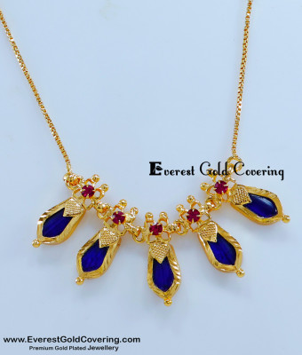SCHN540 - Kerala Jewelry Blue Nagapadam Pendant with Short Chain