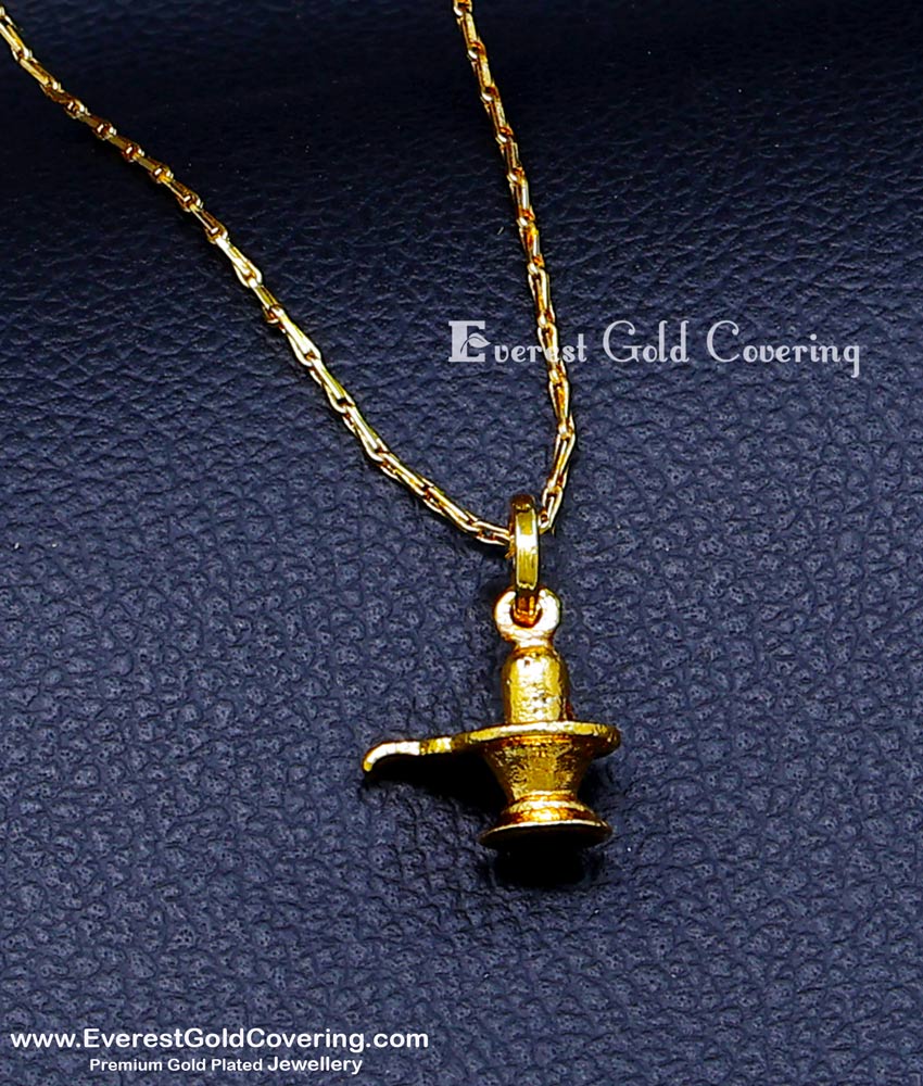 SCHN541 - 1 Gram Gold Short Chain with Lingam Pendant Gold Design