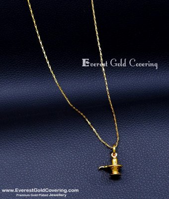 SCHN541 - 1 Gram Gold Short Chain with Lingam Pendant Gold Design